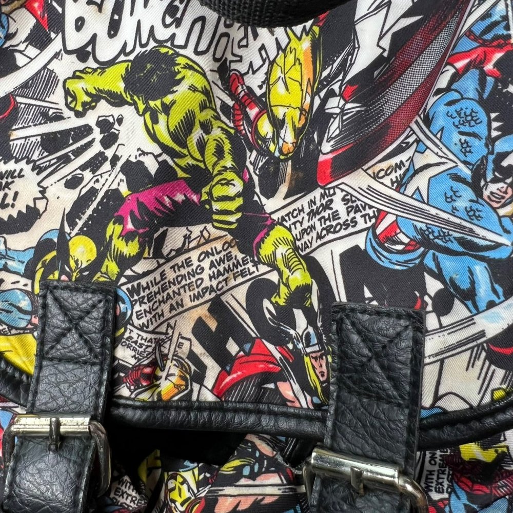 Marvel Flap Over Comic Slouch Backpack Loungefly Avengers Wolverine Thor - Picture 9 of 11